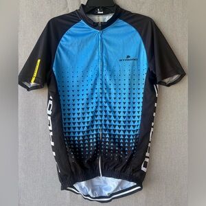 Strgao men’s Blue and Black Cycling Jersey large three pockets on back